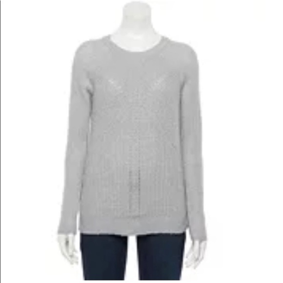 Pointelle Gray Shine Crewneck Sweater XXL - Picture 1 of 6